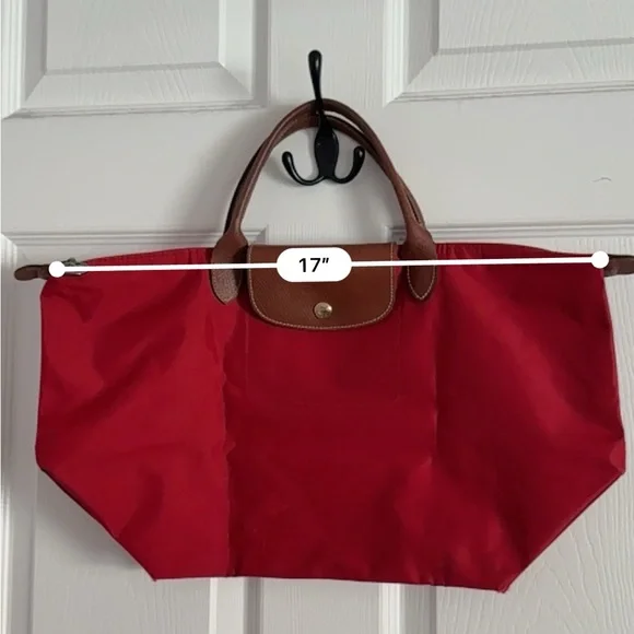 Longchamp Red Tote with Brown Handles - Picture 5 of 10